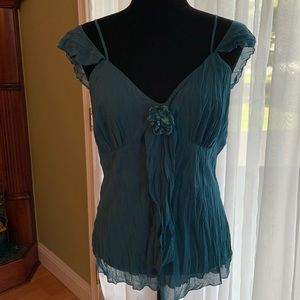 Bisou Bisou by Michele Bohbot Dressy Top Size 12 in Deep Teal